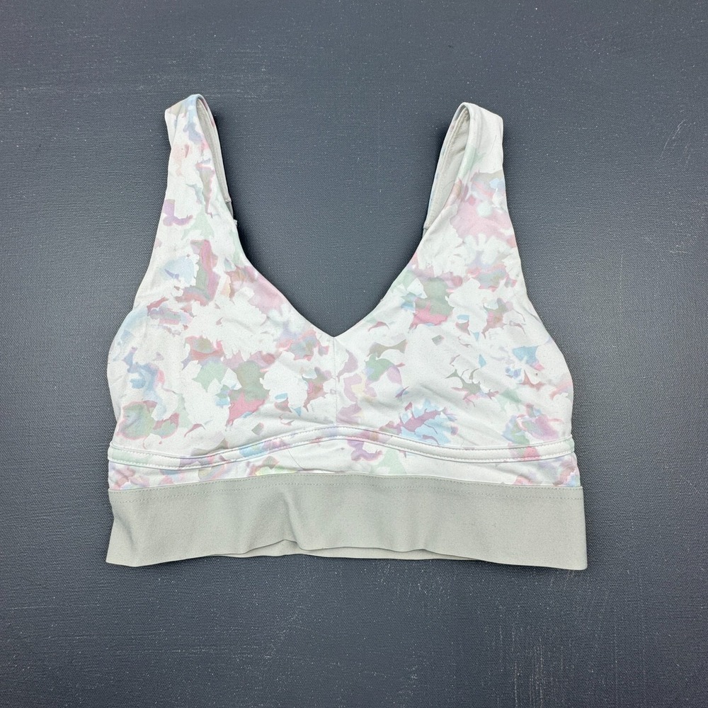 Fabletics Women's Medium Pastel Camo Criss Cross Adjustable Athletic Sports Bra
